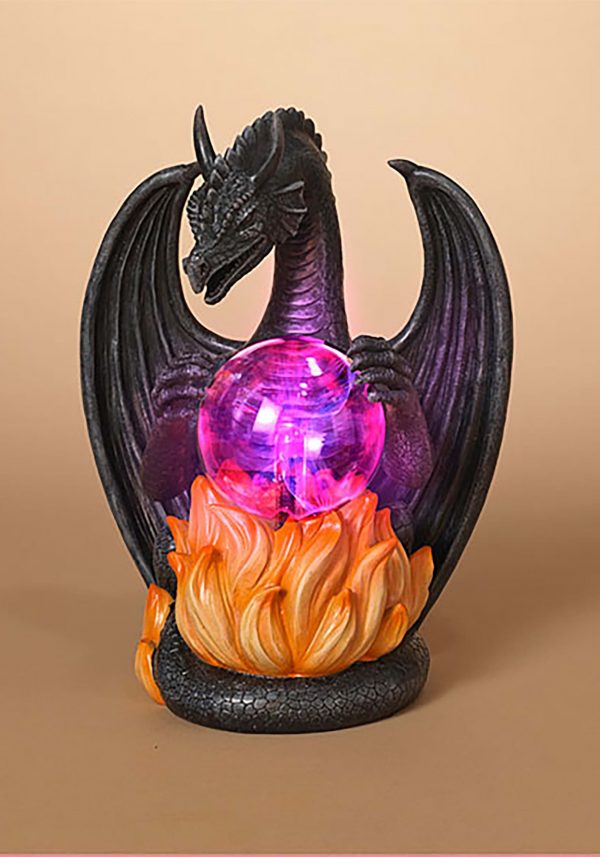 10" Dragon with Lighted Static Magic Ball Prop