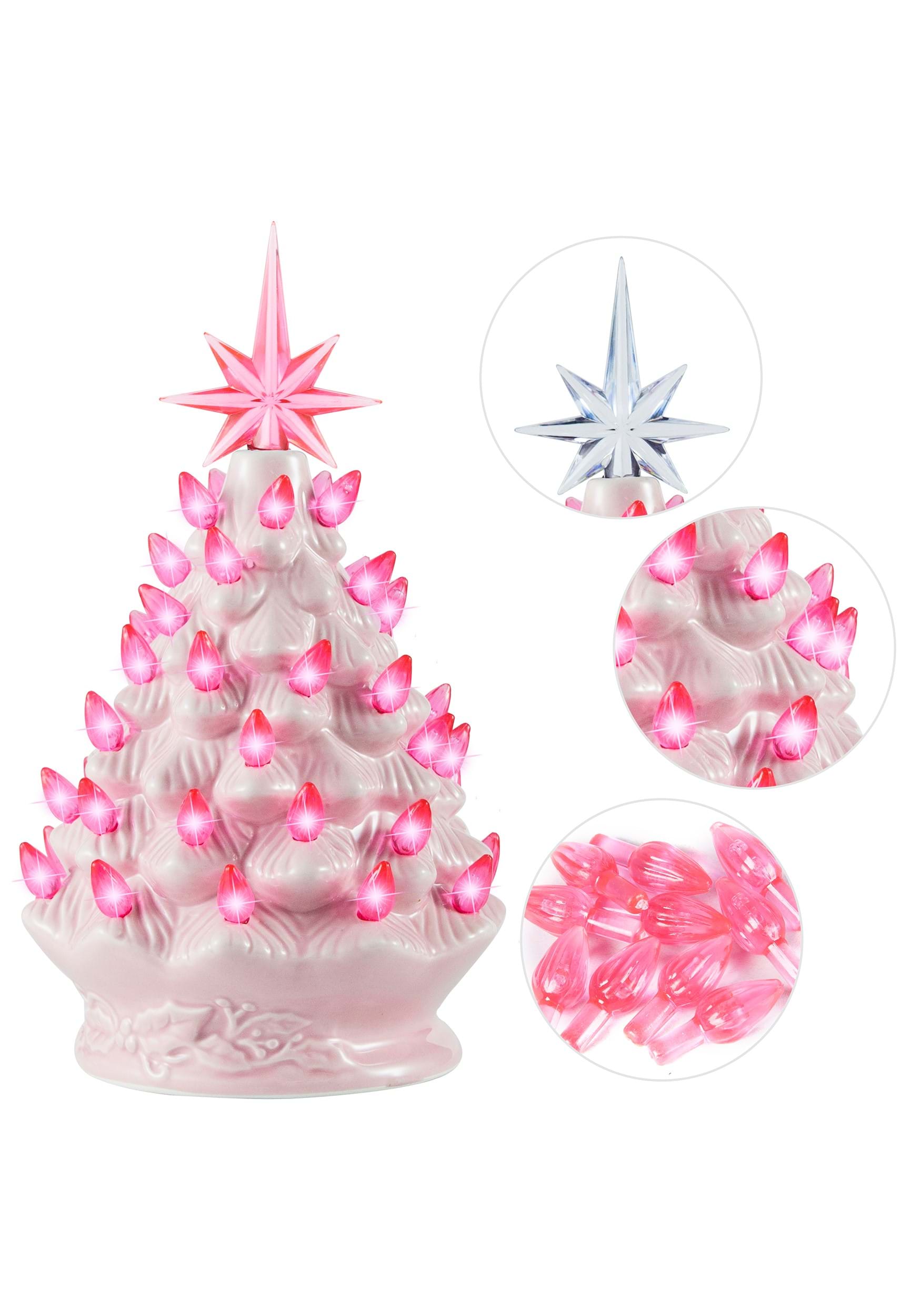 10″ Pink Ceramic Christmas Tree Decoration