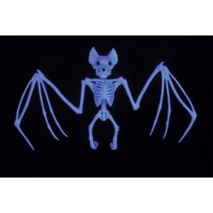 11" Black Light Ghostly Bat Skeleton