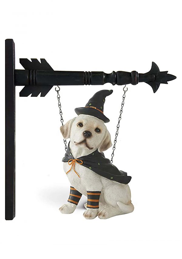 11.5" Dog With Witch Hat Figure