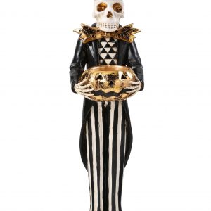 13" Skeleton with Candle Jack O Lantern Figure