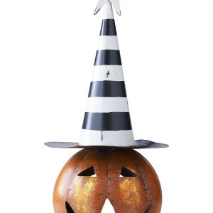 18" LED Jack 'O Lantern with Black and White Hat Prop
