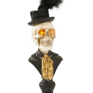 18" Skeleton Bust with LED Eyes on Pedestal Prop