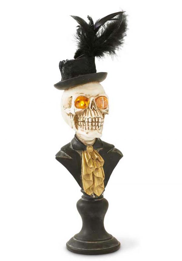 18" Skeleton Bust with LED Eyes on Pedestal Prop