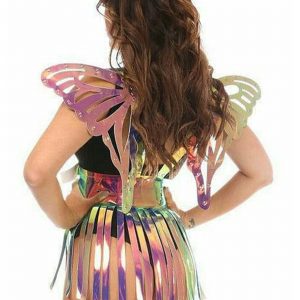 2 Piece Rainbow Gold Holo Harness & Skirt Set