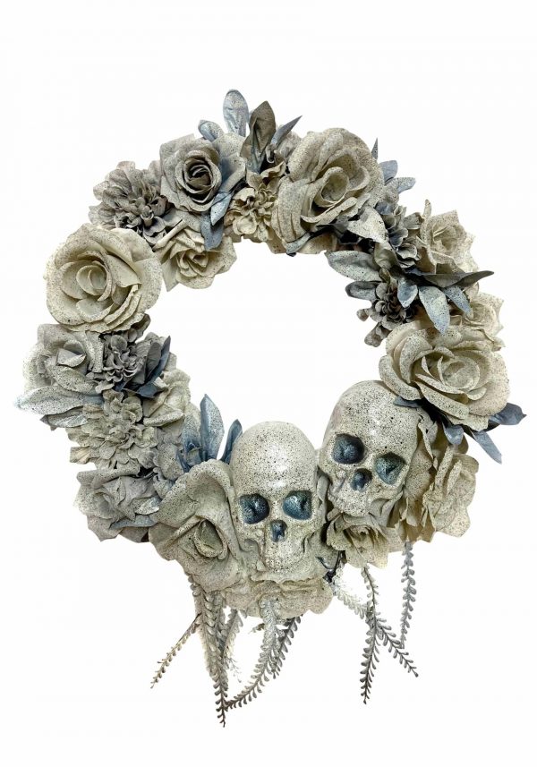 20" Wreath with Skull & Roses Decoration