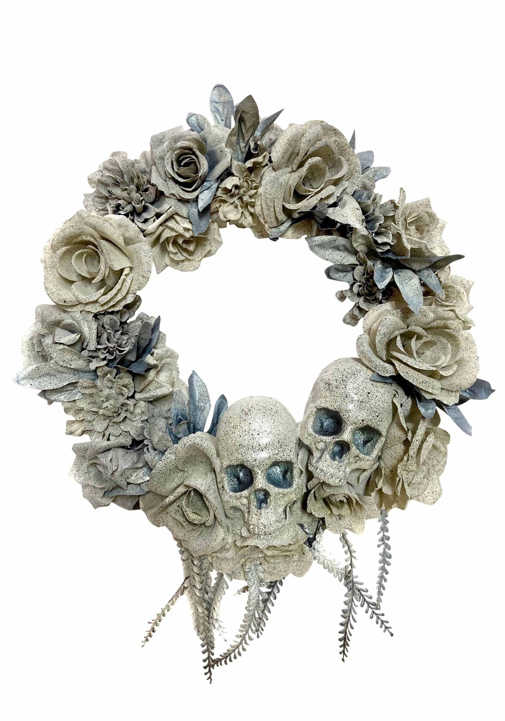 20″ Wreath with Skull & Roses Decoration