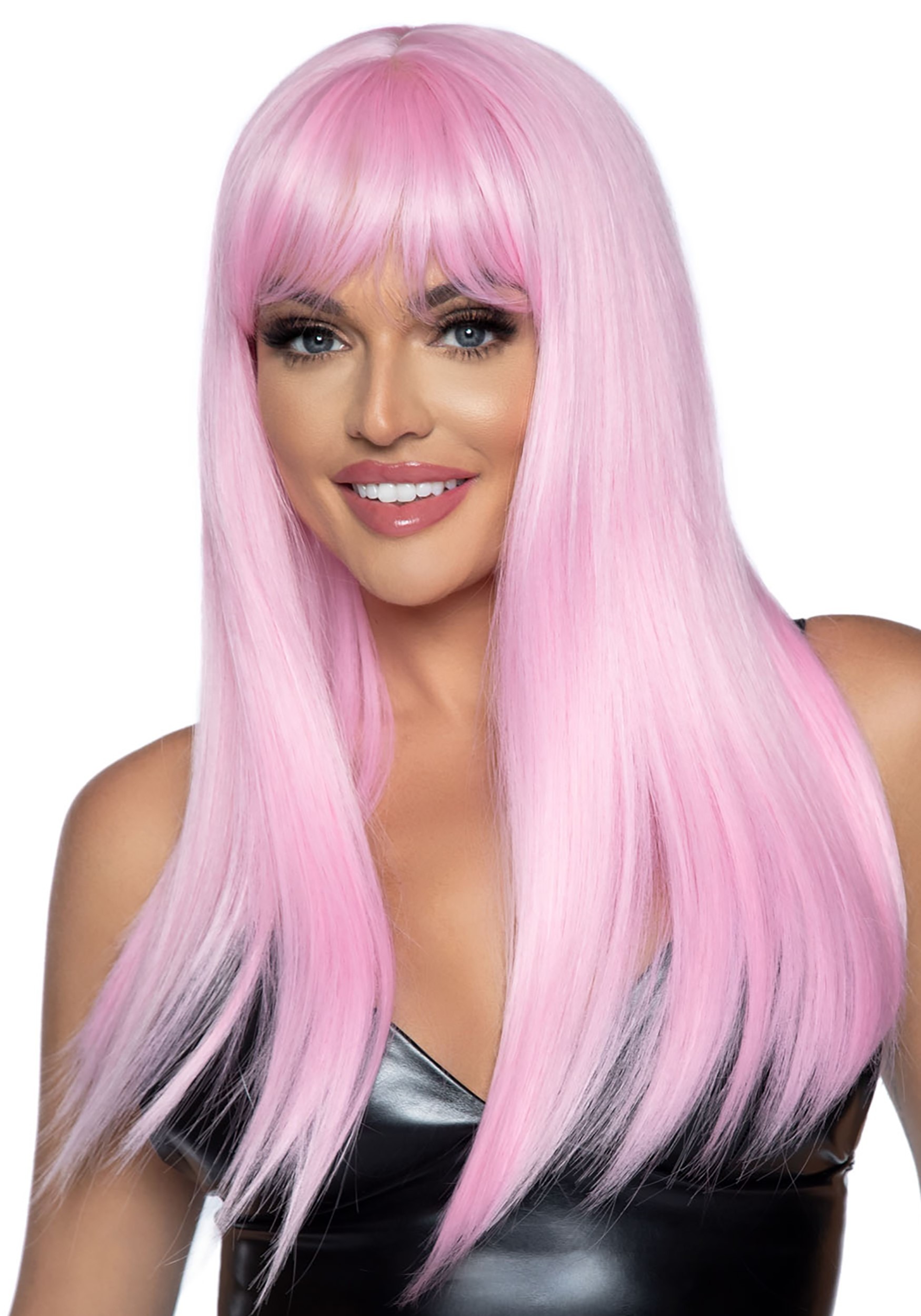 24″ Long Straight Pink Wig