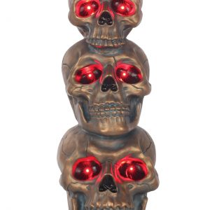 27.5" Bronze Light Up Stack of Skulls