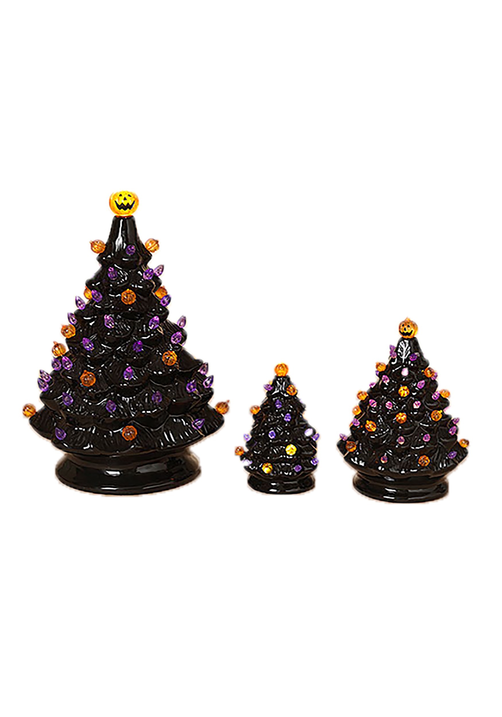 3 Lighted Dolomite Halloween Trees with Sound Decoration