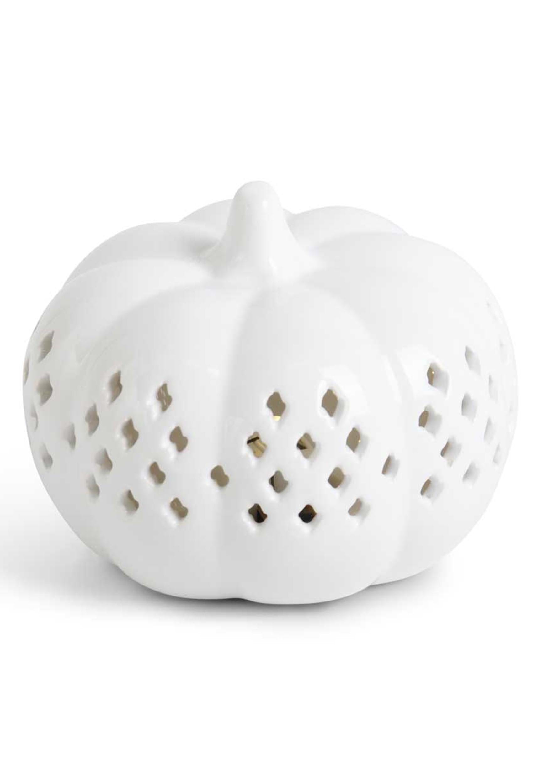 3.5″ White Ceramic Cutout LED Pumpkin Decoration