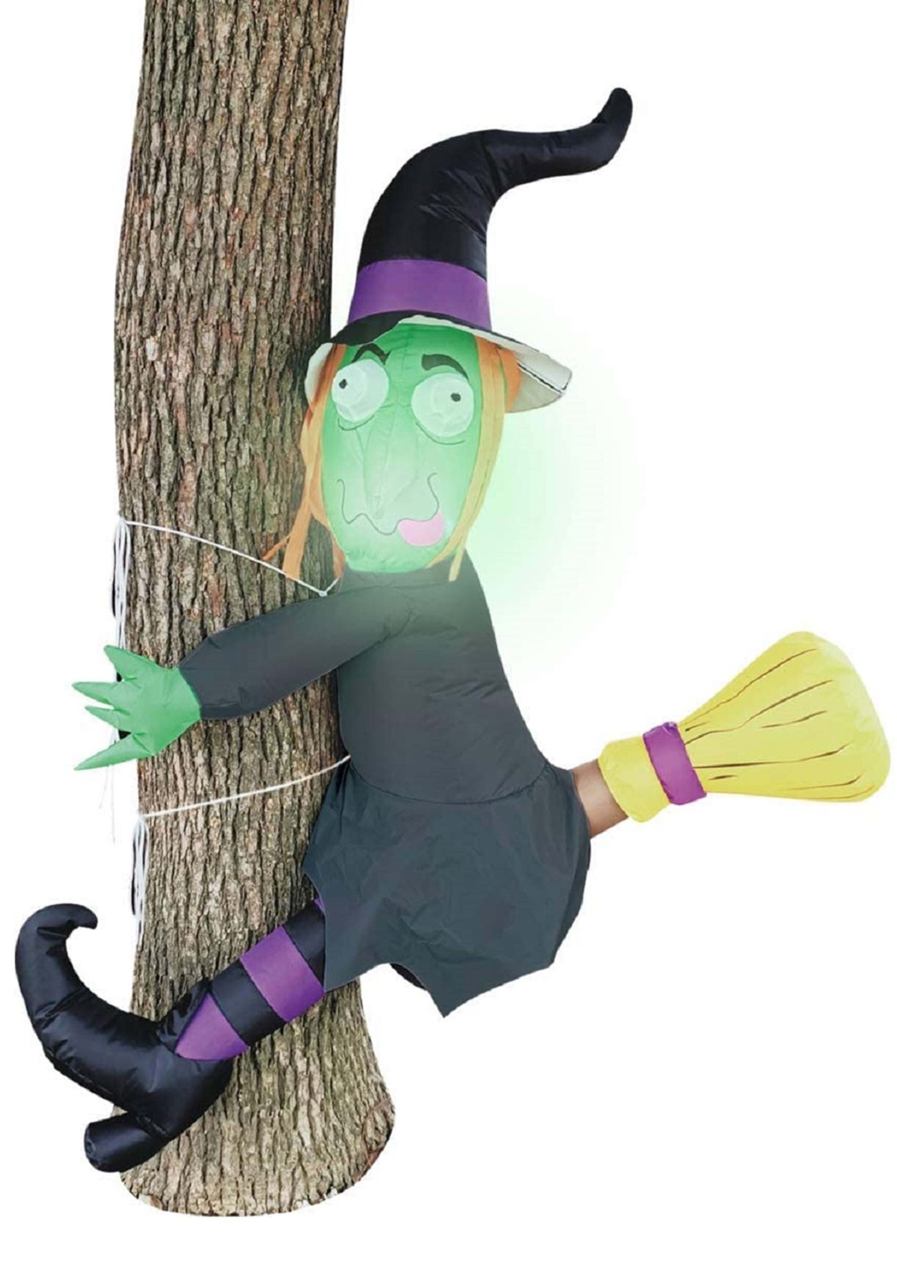 4FT Inflatable Crashing Witch on a Tree Decoration