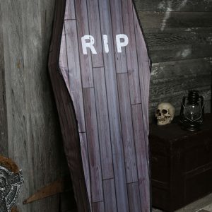 5 Foot Collapsible Wood Grain Look Coffin Decoration