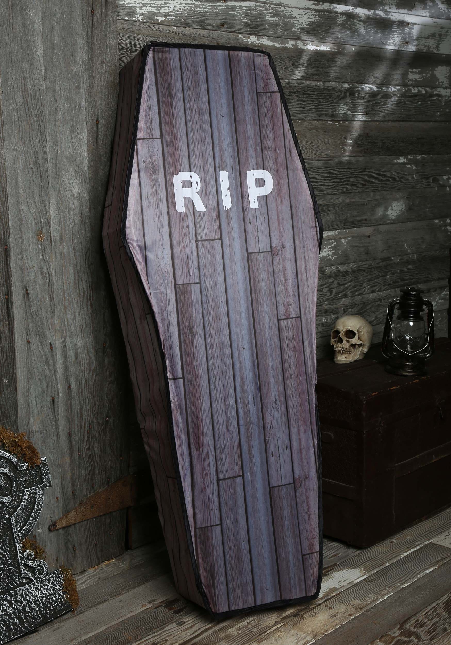 5 Foot Collapsible Wood Grain Look Coffin Decoration