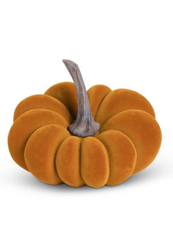 5" Orange Velvet Pumpkin Decoration