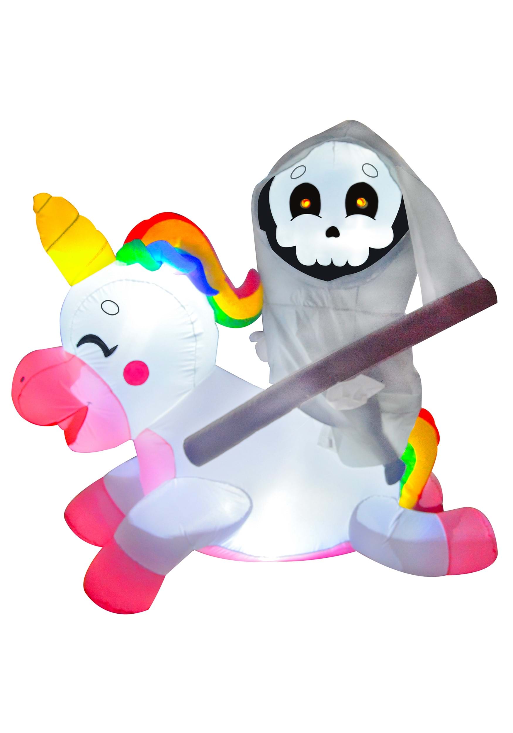 5FT Tall Reaper Riding Unicorn Inflatable Decoration