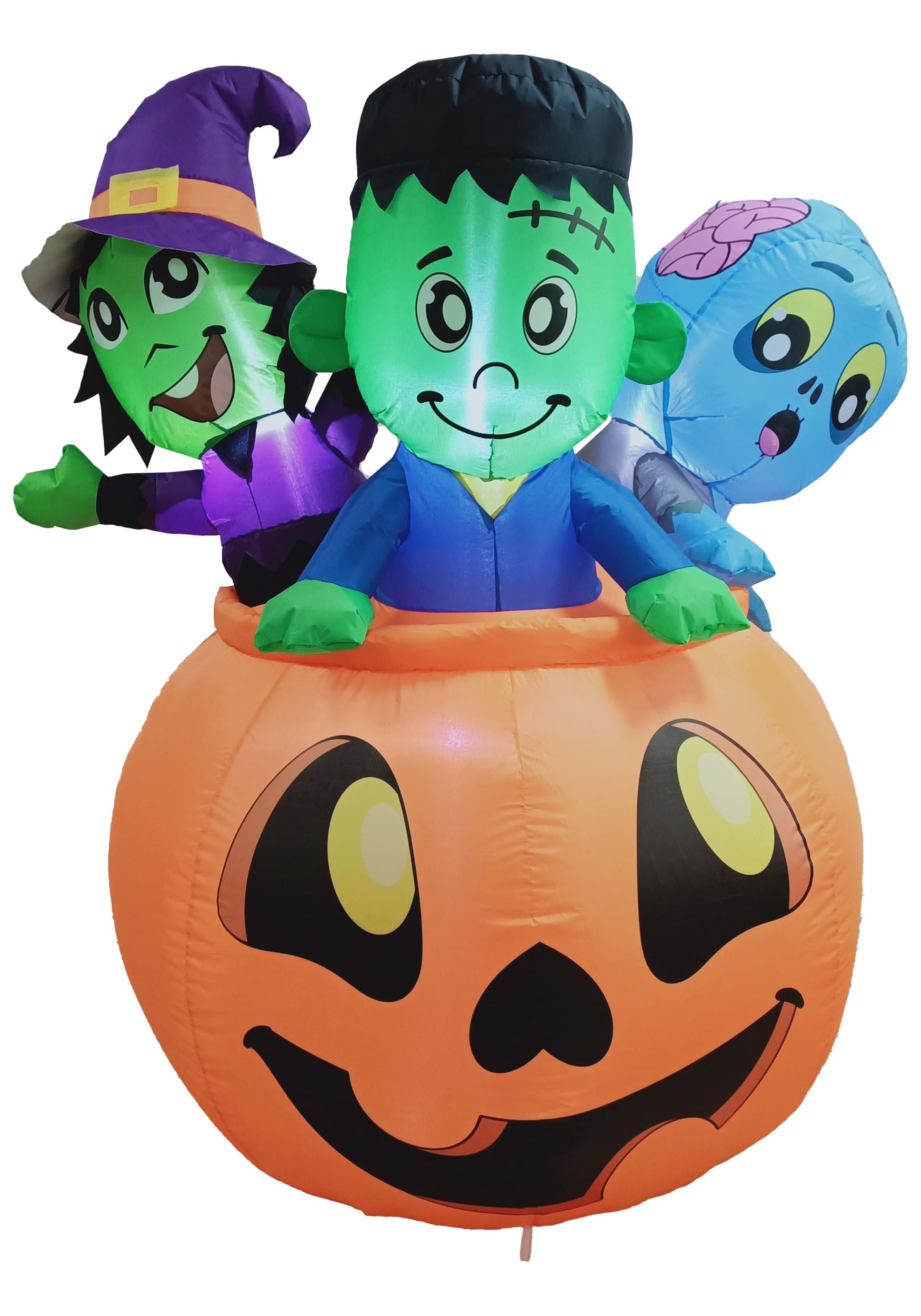 5FT Tall Three Characters on Pumpkin Inflatable Decoration