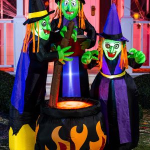 6 Foot Tall Cauldron & Witches Inflatable Decoration