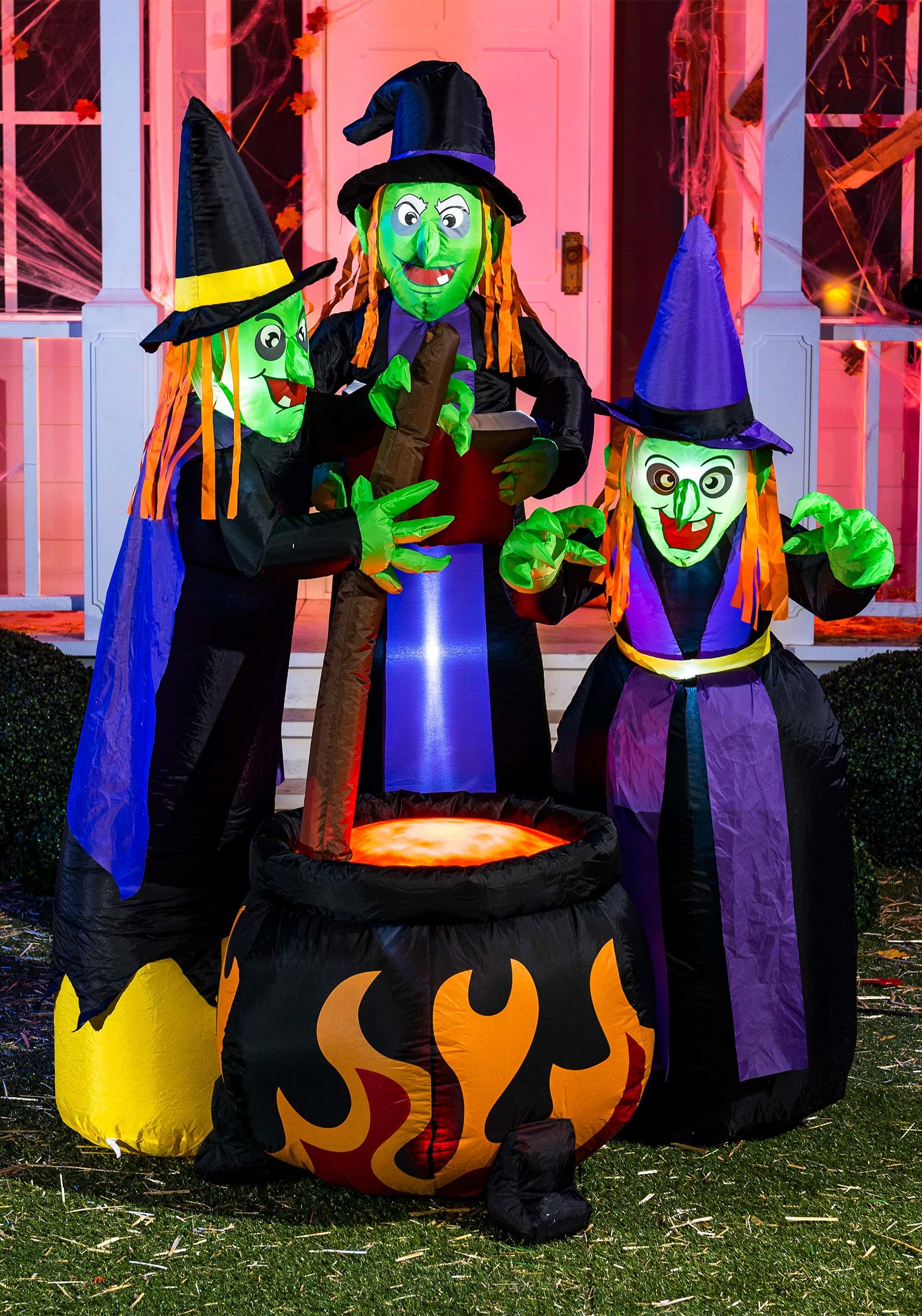 6 Foot Tall Cauldron & Witches Inflatable Decoration