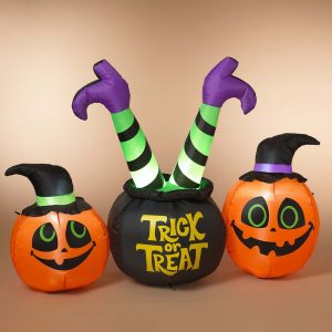 64-Inch Inflatable Witch & Pumpkins Decoration