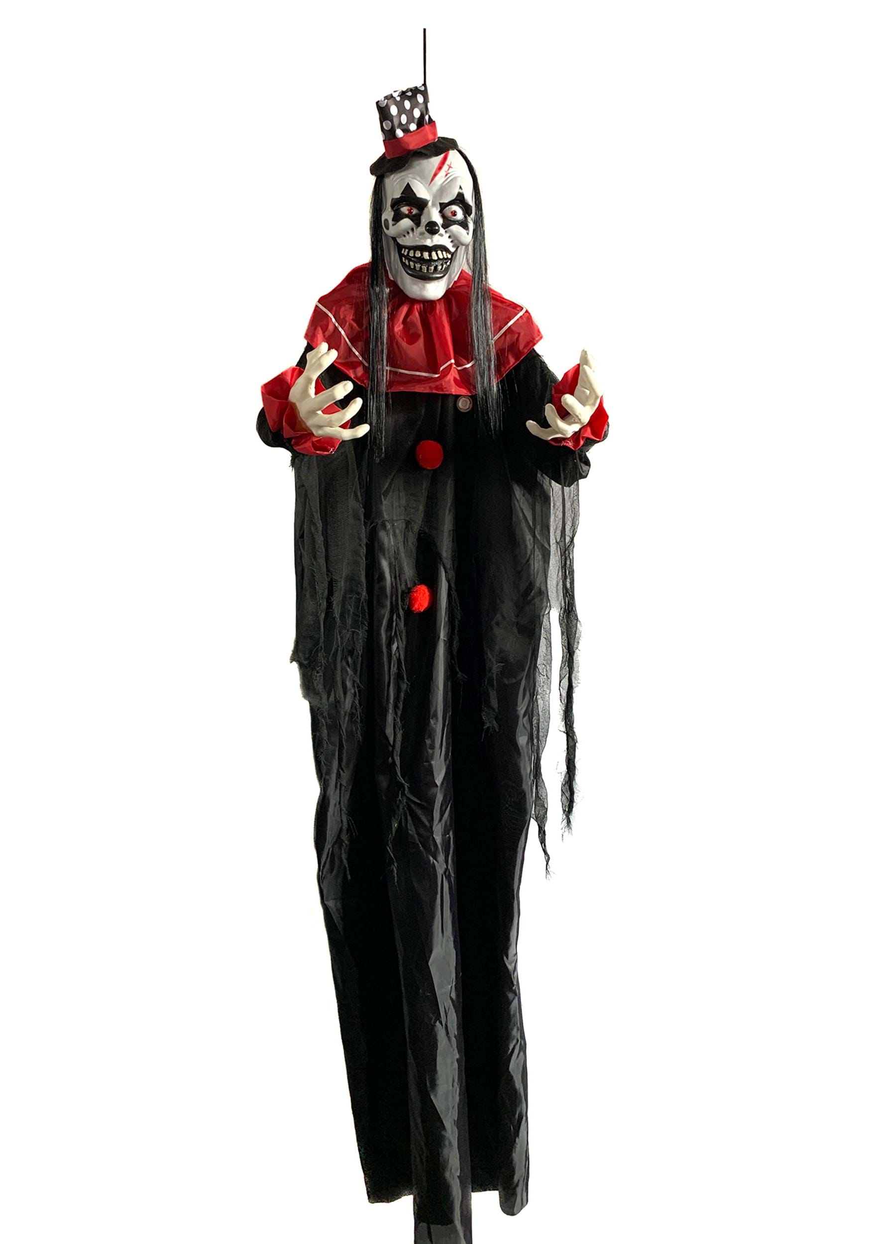 6FT Hanging Evil Clown with Hat Prop