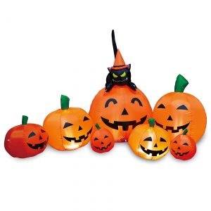 7 Foot Inflatable Pumpkin Patch With Cat Decoration