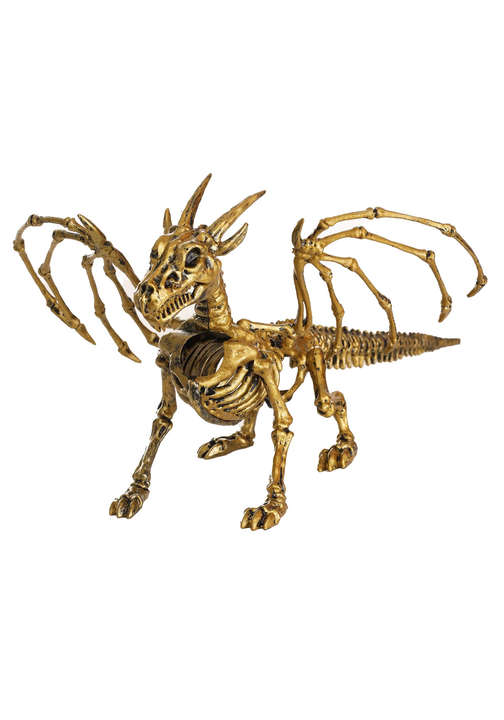7″ Gold Skeleton Dragon Prop