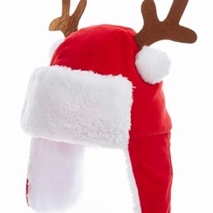 7" Red Kids Christmas Hat with Antlers