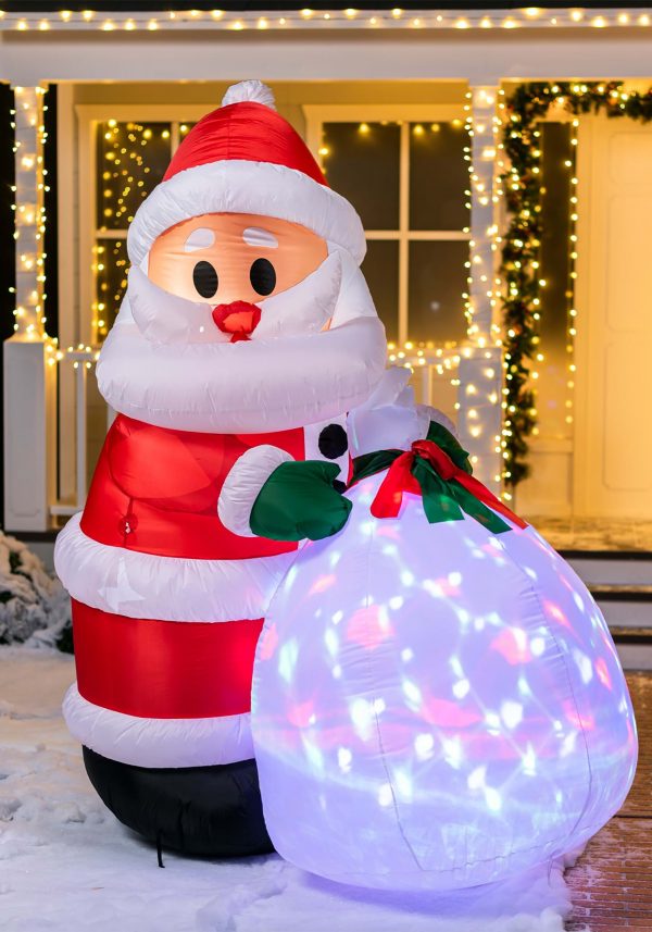 7.9FT Tall Projection Santa & Gift Bag Outdoor Inflatable