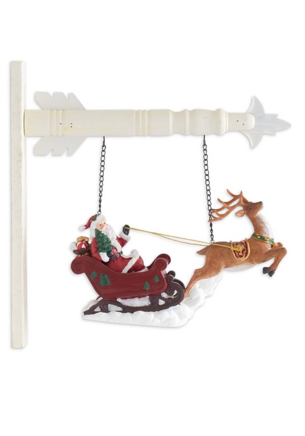 8" Santa Riding Sleigh with Reindeer Arrow Figure