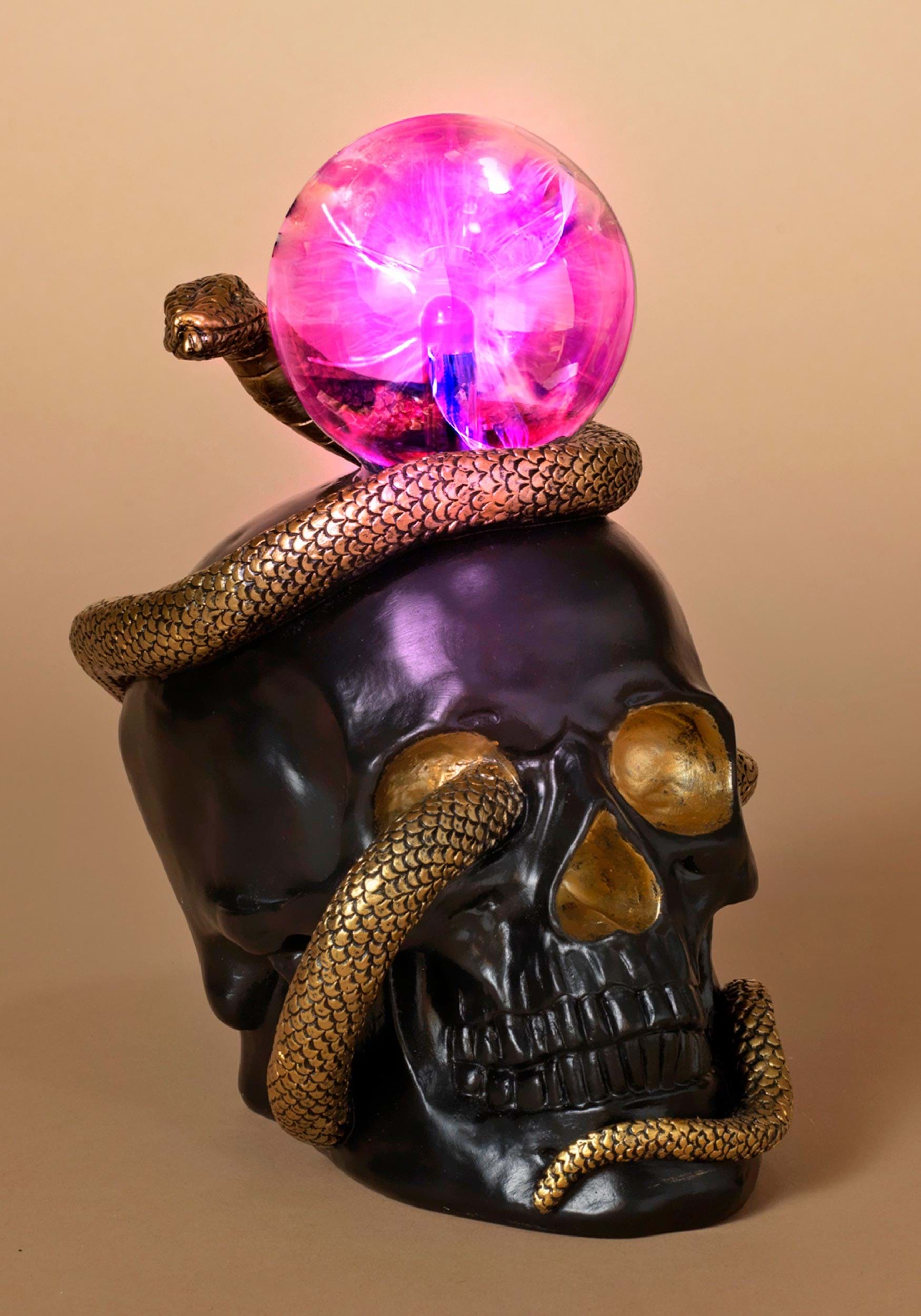 8″ Skull & Snake w/ Static Lighted Magic Ball