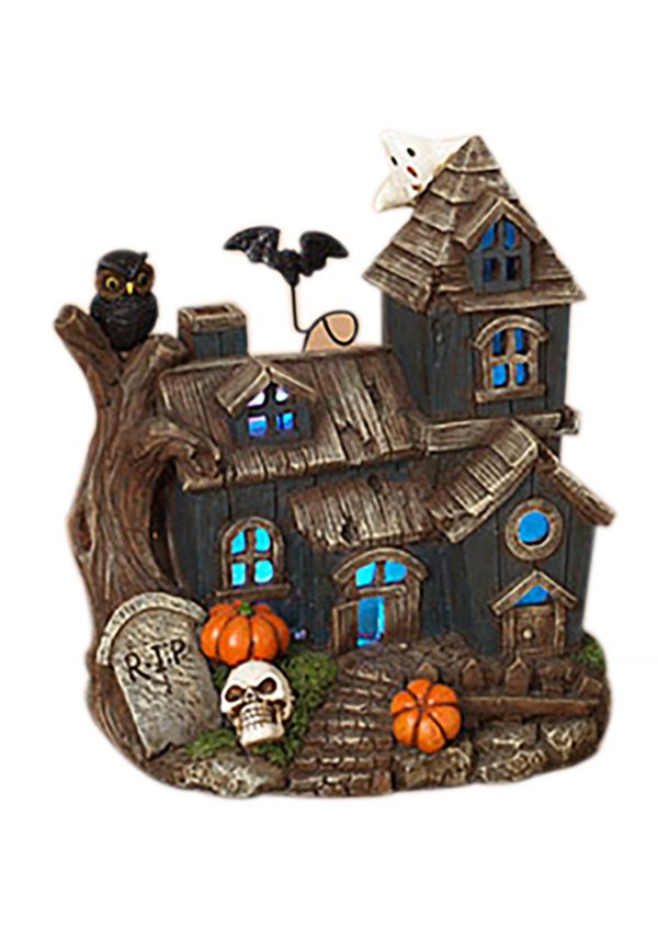 8.3" Lighted Resin Haunted House Decoration