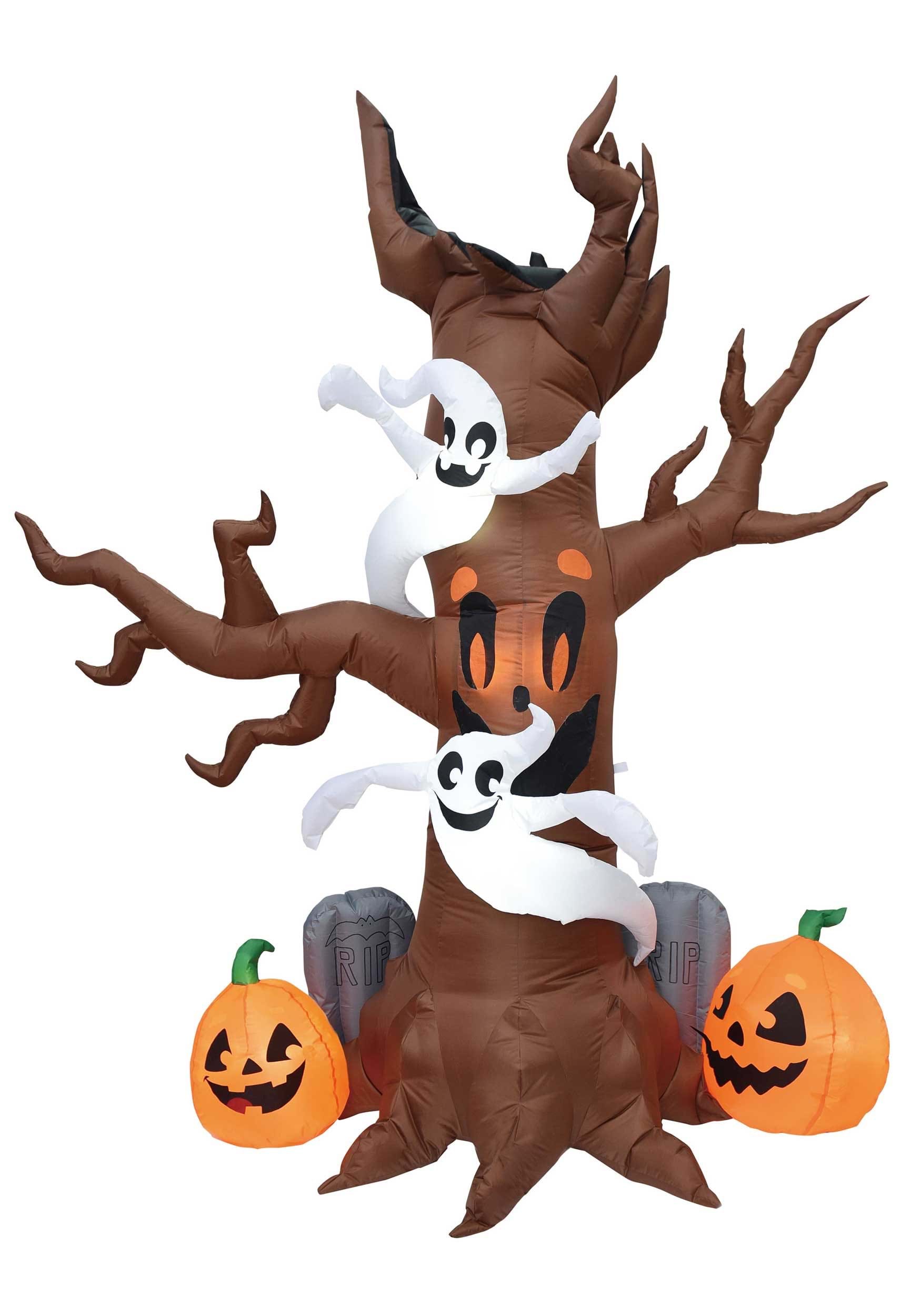 8FT Inflatable Scary Tree with Graves Decoration