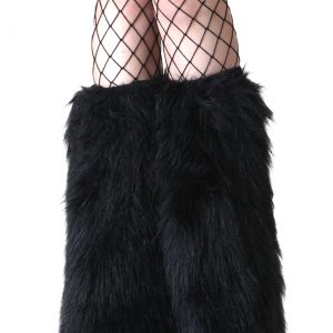 Adult Black Furry Boot Covers