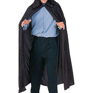Adult Black Velvet Hooded Cloak
