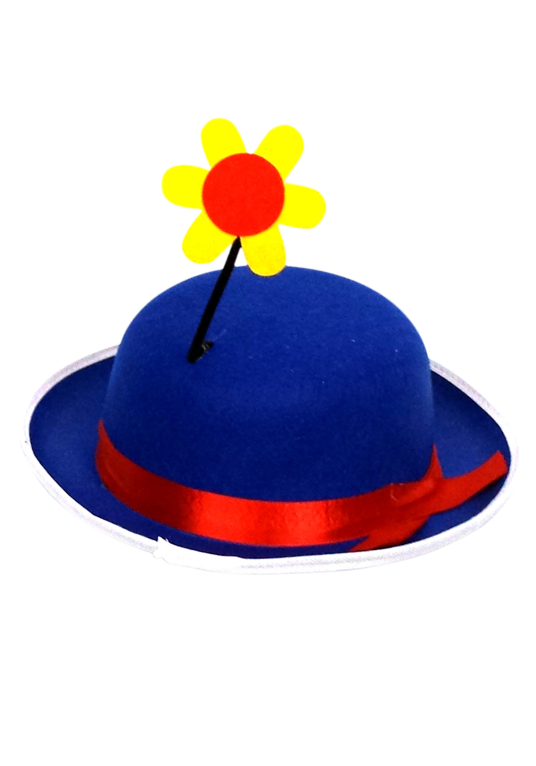 Adult Blue Clown Derby Hat with Flower