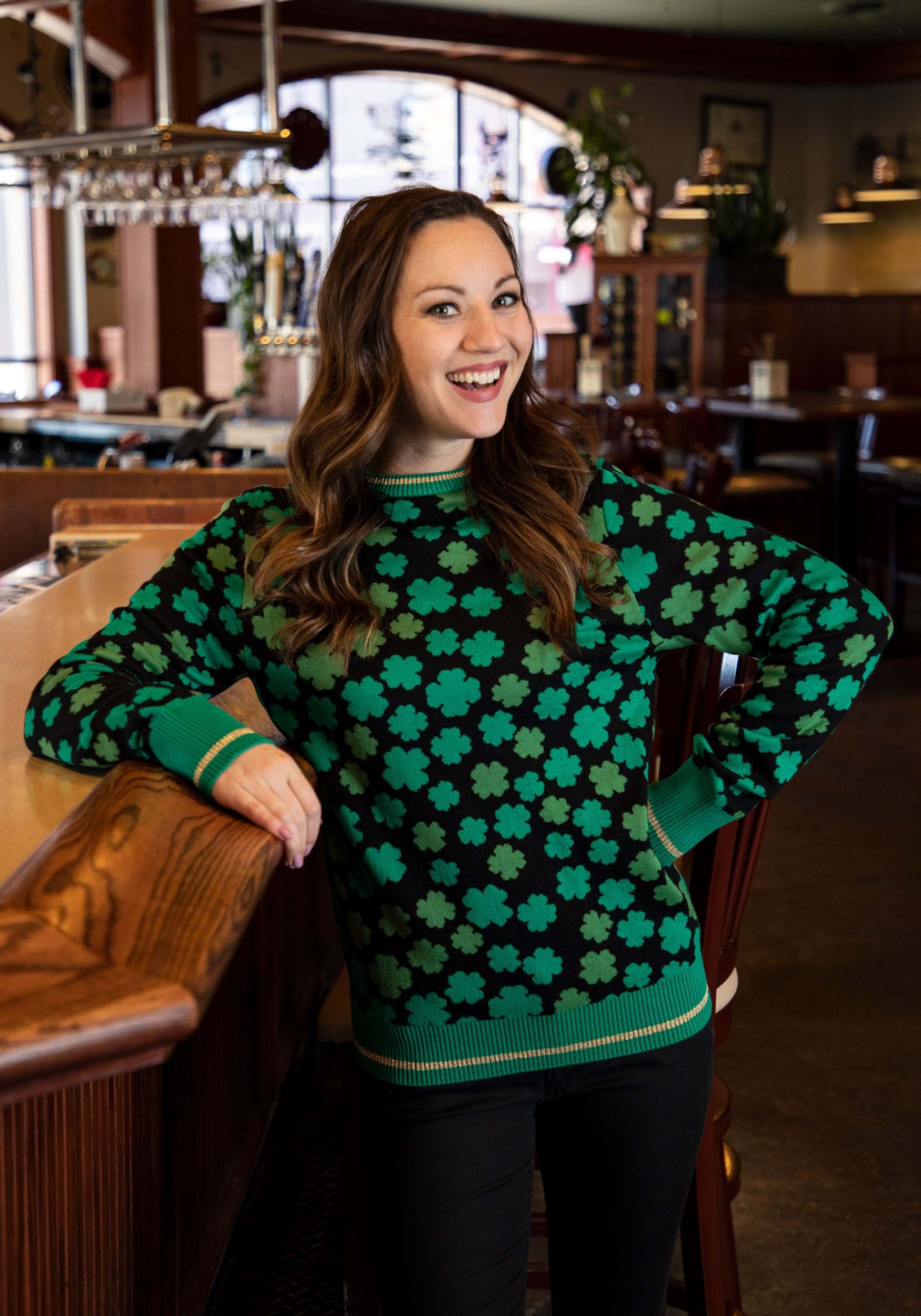 Adult Clovers All-Over Print St Patrick’s Sweater