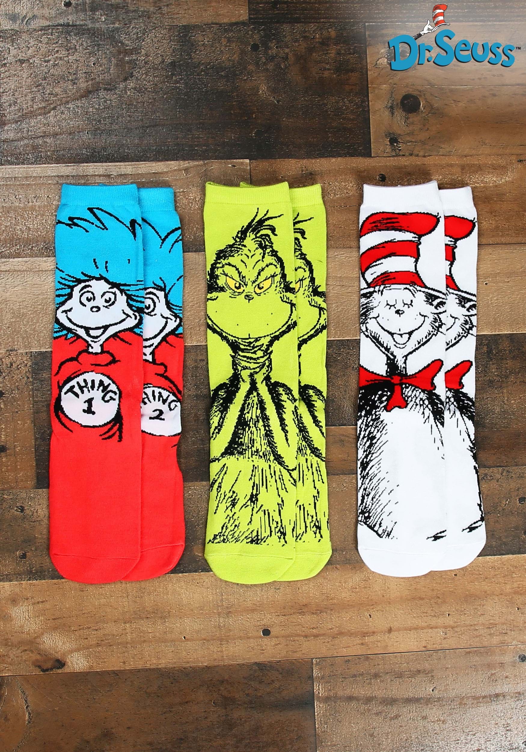 Adult Dr. Seuss Character 3 Pair Crew Sock Set