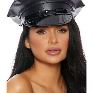 Adult Faux Leather Cop Costume Hat