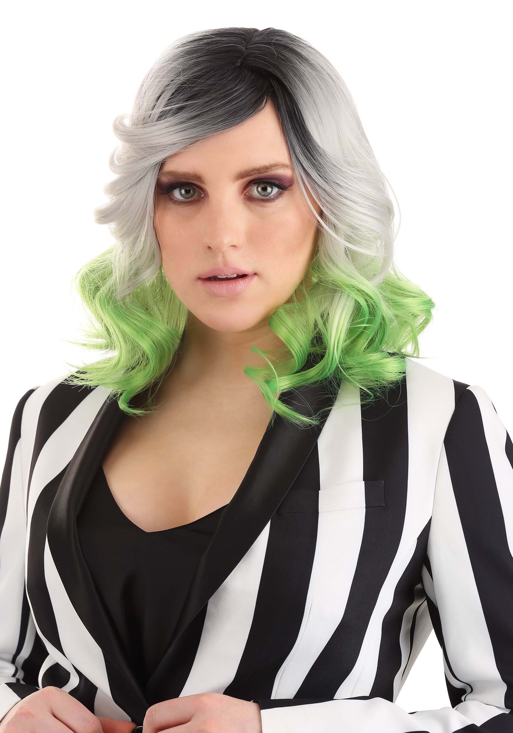 Adult Gray and Green Ombre Wig