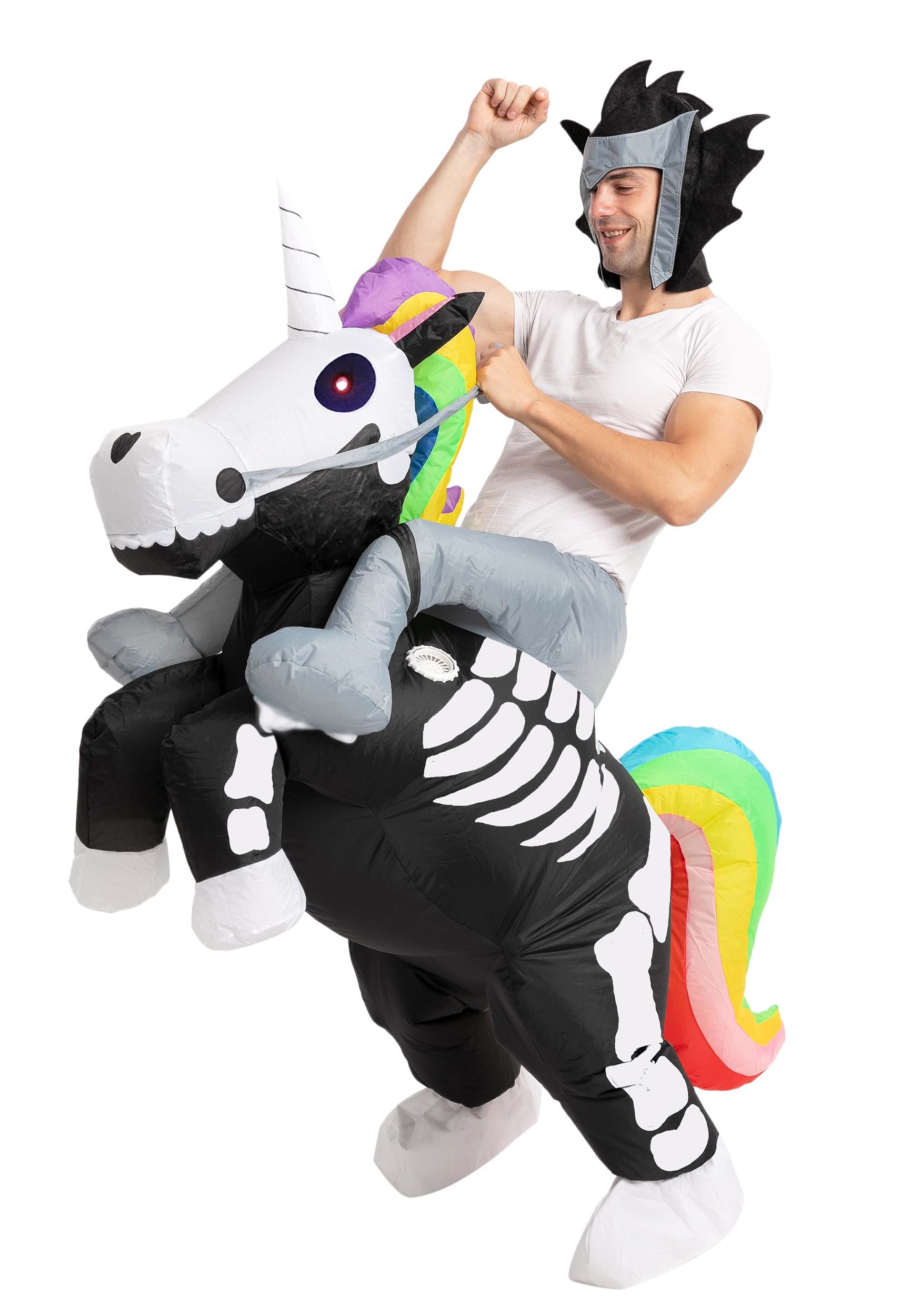 Adult Inflatable Riding-A-Skeleton Unicorn Costume