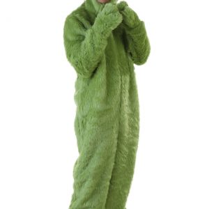Adult Plus Size Green Furry Jumpsuit