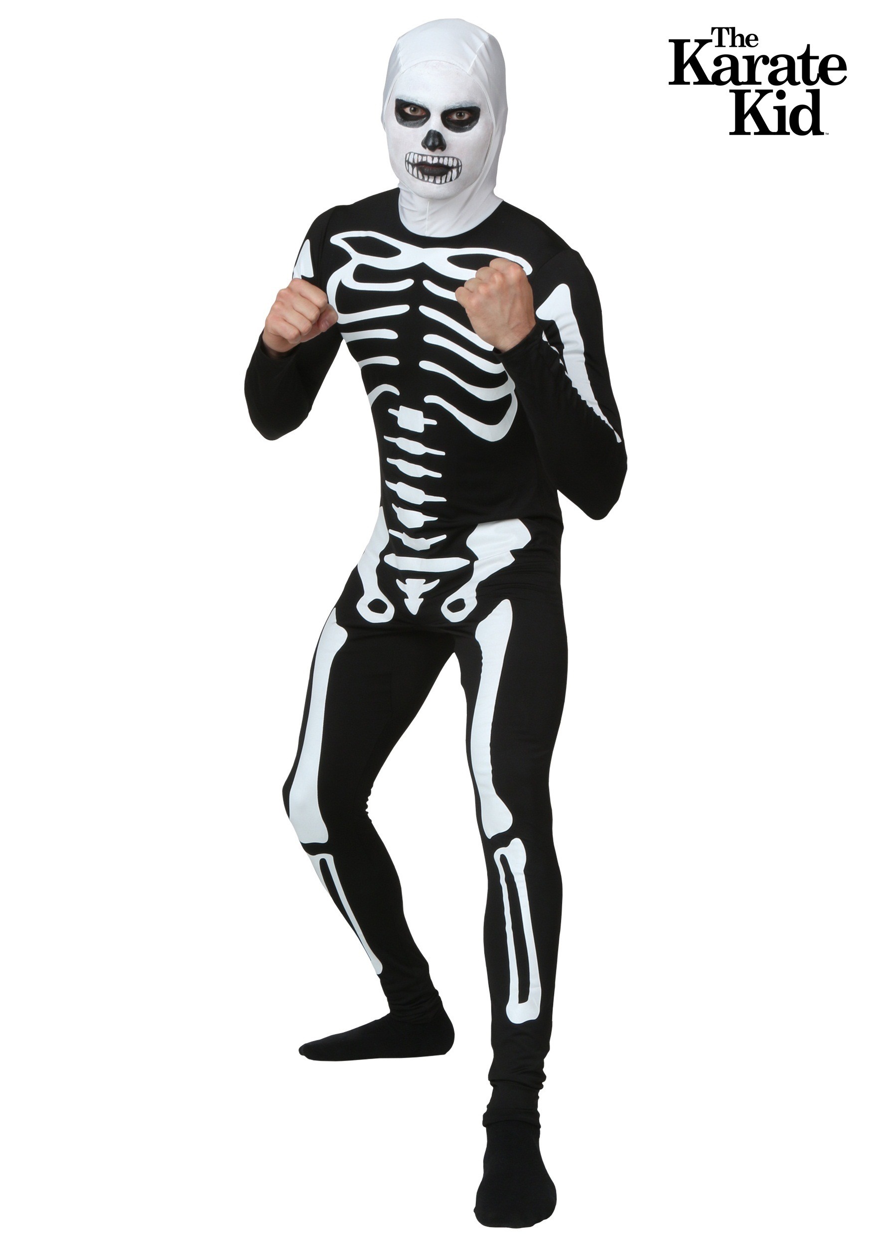 Adult Plus Size Karate Kid Skeleton Suit Costume