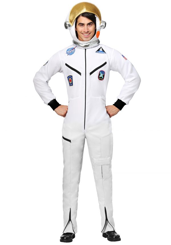 Adult Plus Size White Astronaut Jumpsuit Costume
