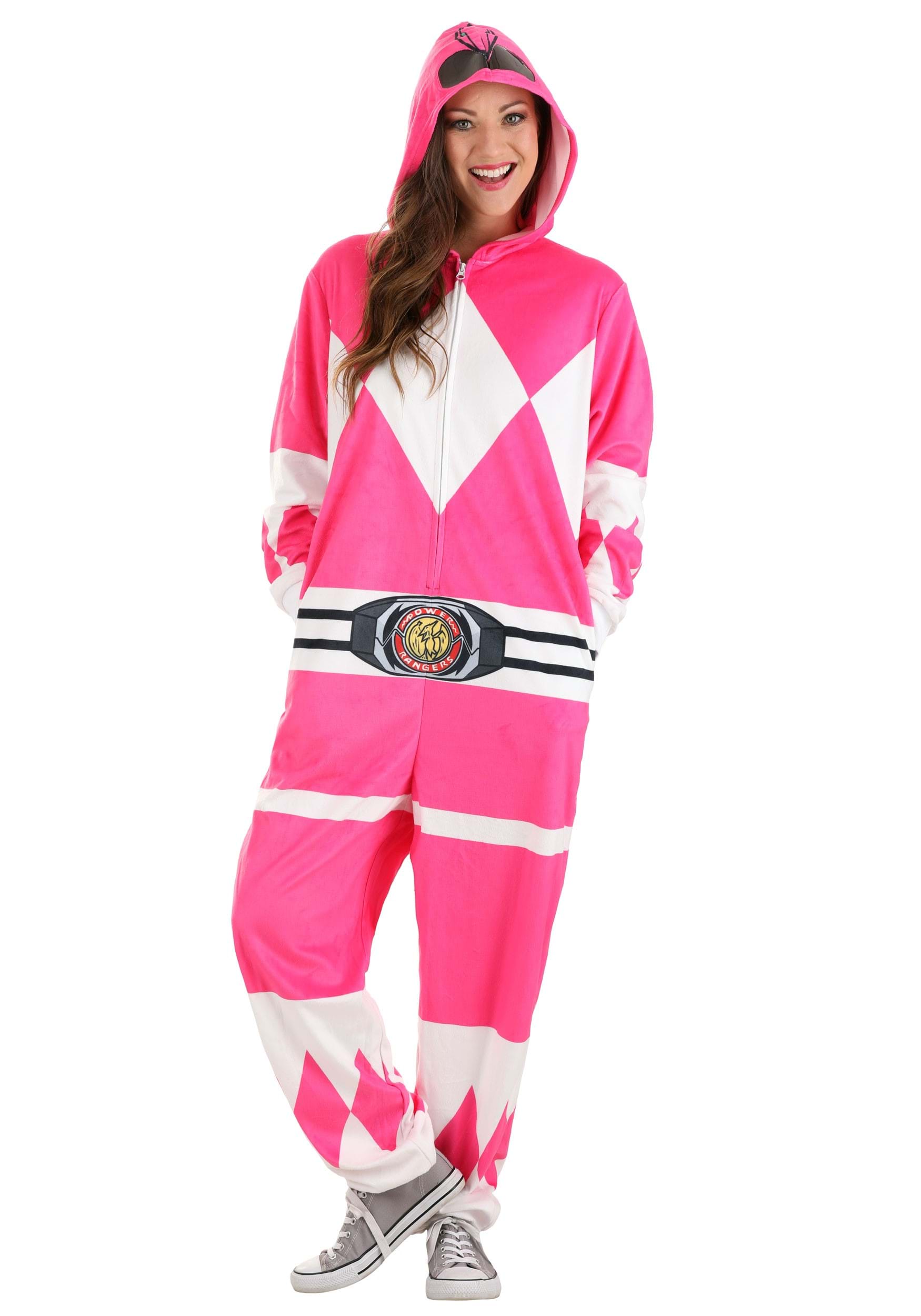 Adult Power Rangers Pink Ranger Hooded Union Suit