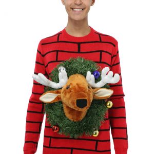 Adult Reindeer Head Ugly Christmas Sweater