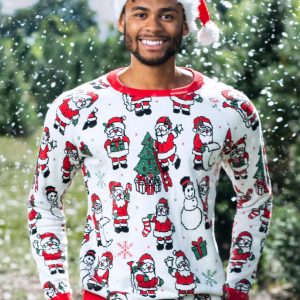 Adult Repeating Santa Pattern Unisex Ugly Christmas Sweater