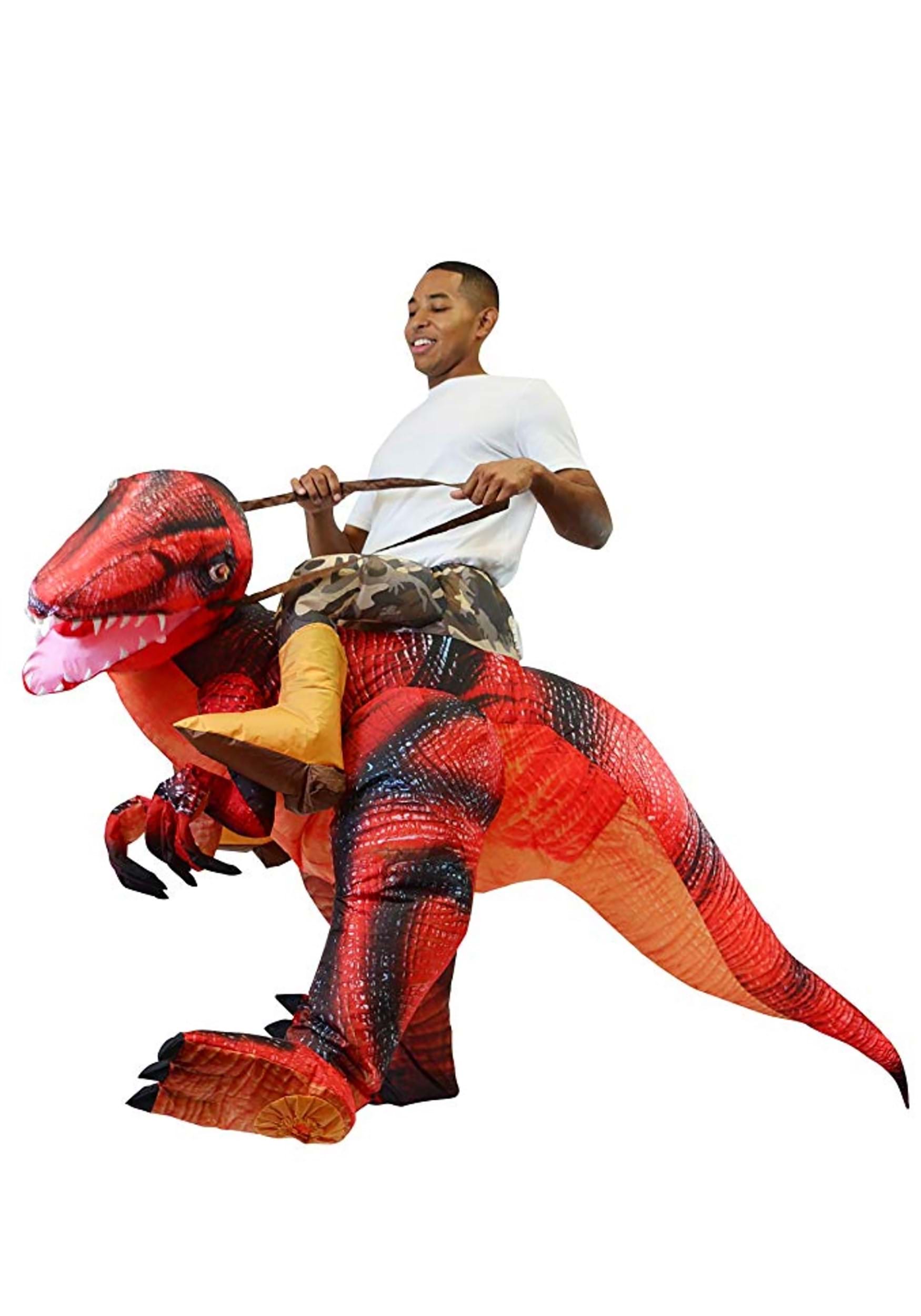 Adult Riding-A-Red Raptor Inflatable Costume