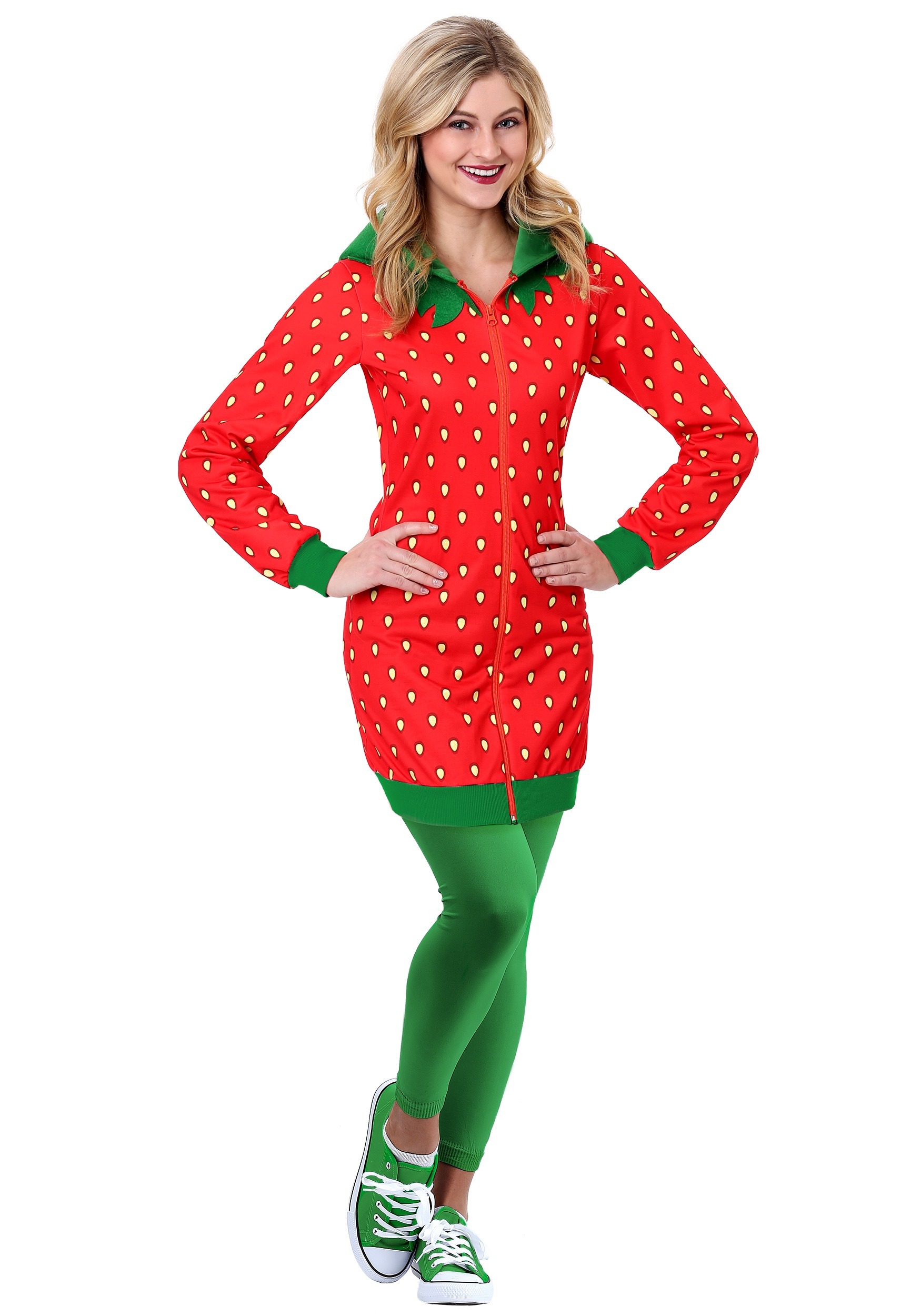 Adult Strawberry Hoodie Costume Dress