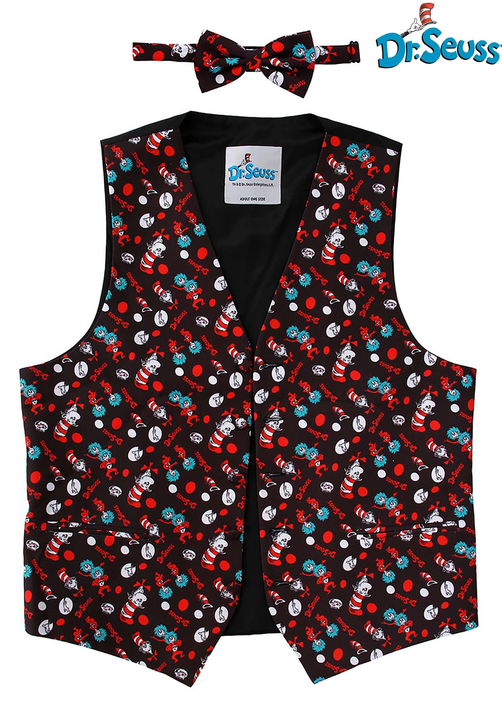 Adult The Cat in the Hat Pattern Vest & Bow Tie Kit